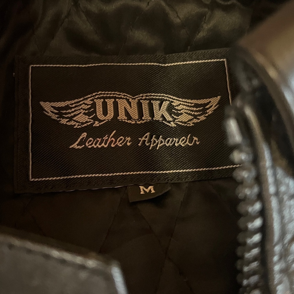Unik Heavyweight Black Leather Biker Jacket M Moto Bikercore - Picture 4 of 7